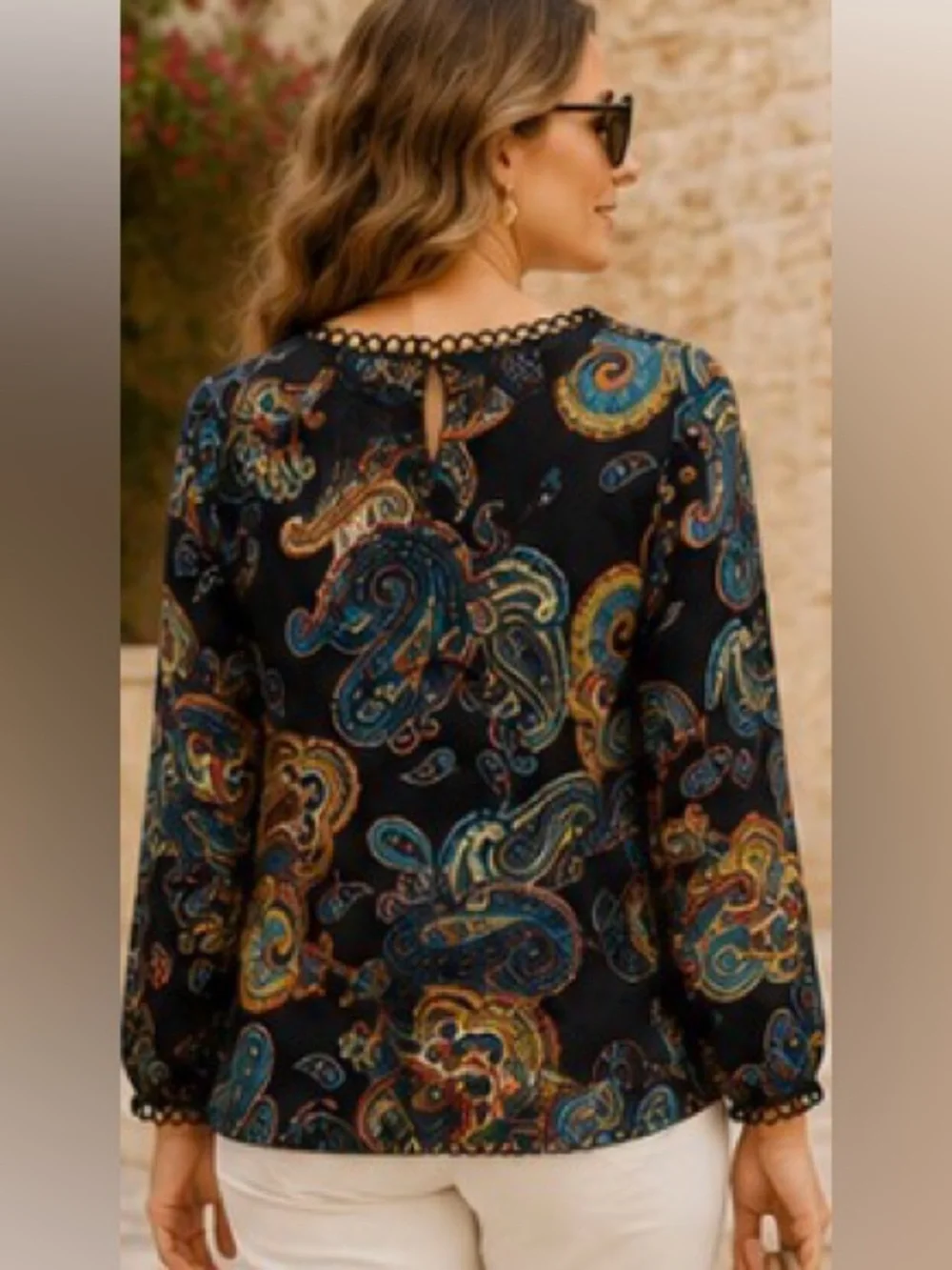 J.Crew 100% Silk Paisley Print Long Sleeve Blouse M/L